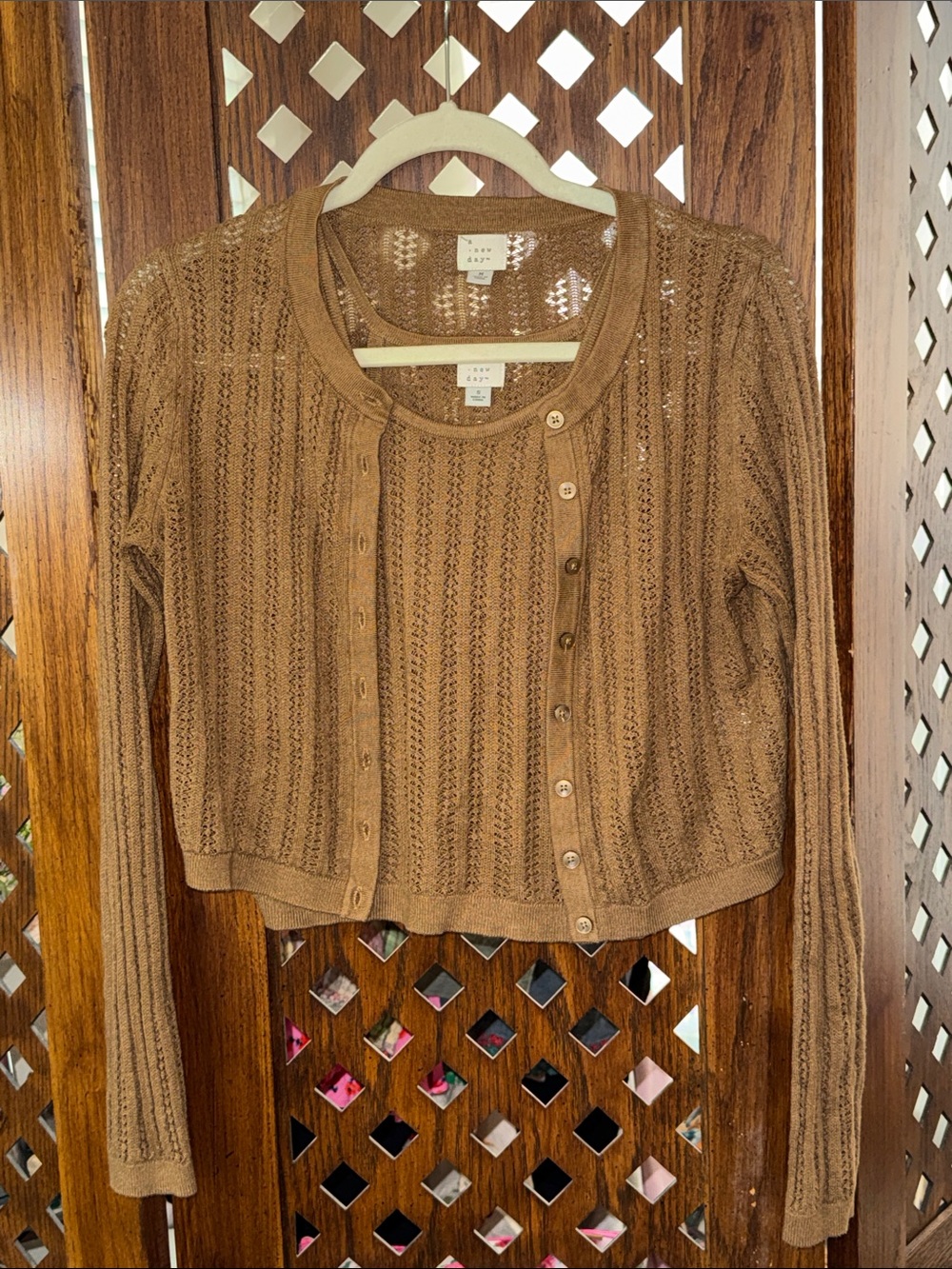 Tan Knit Cardigan and Shell Set